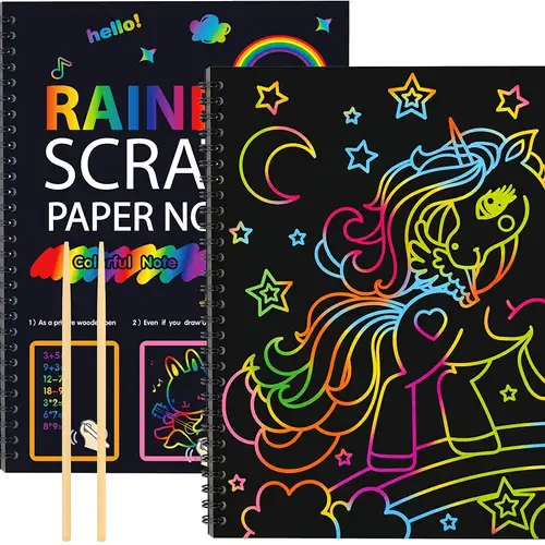 50pcs Rainbow Scratch Art Papers, Magic Rainbow Draft Paper Off Set Scratch  Crafts, Art Supplies Kit