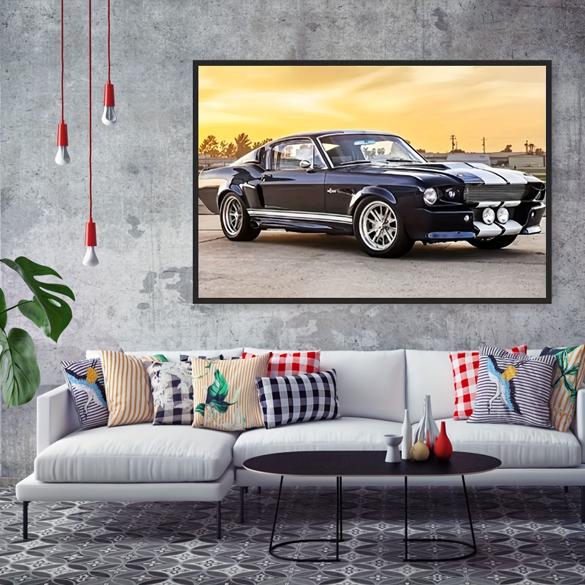 Diamond Painting Kits Ford Mustang in a Cityscape Canvas Diamond