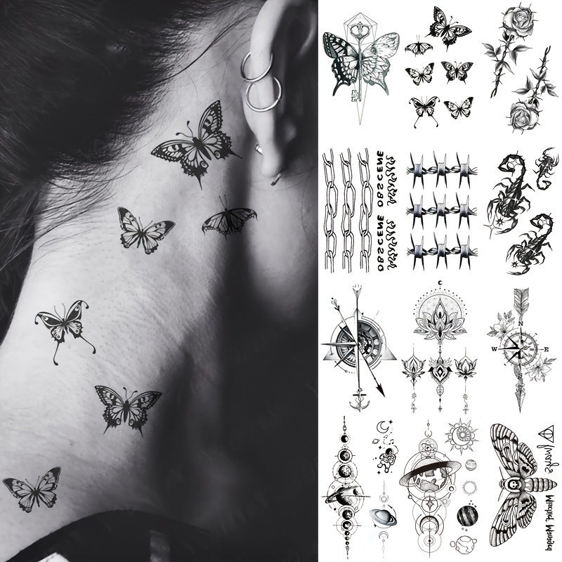 Temporary Tattoo Marker Pens, 10 Body Markers, Butterfly Temporary