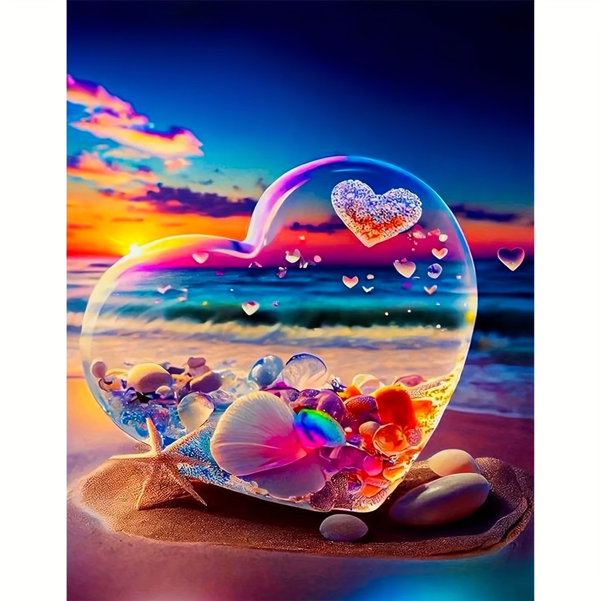 Love Quotes Series - Kits de pintura de diamantes para adultos, piedra de  corazón de cristal en la playa del amanecer, arte de diamante 5D redondo