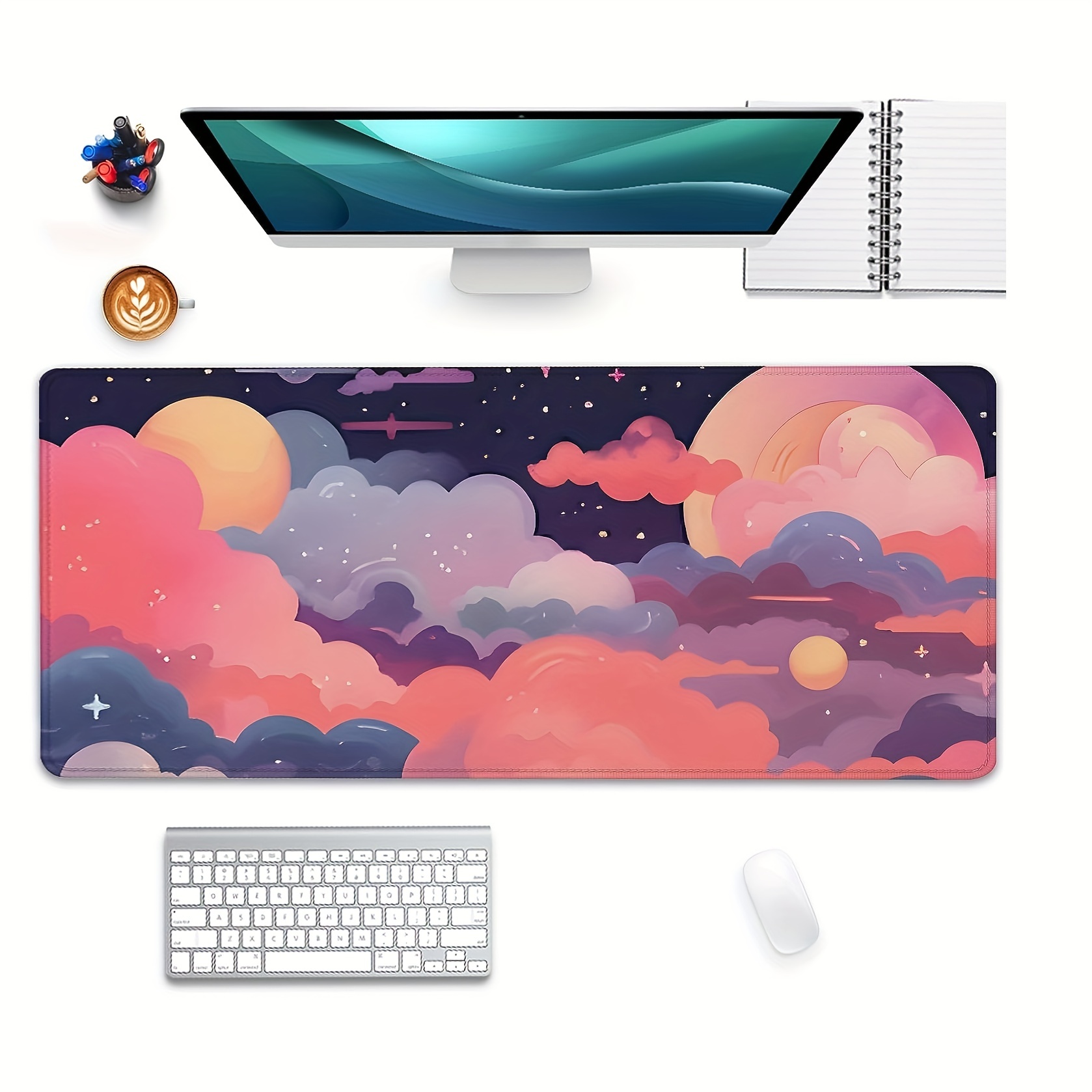 Cute Bakery Desk Mat Kawaii Mousepad, Cute Japanese Anime Street Aesthetics  Gaming Desk Pad XXL, Pastel Brown and Green Plants Mouse Pad Office Decor  Computer Mat Keyboard Mouse Mat 31.5 x 15.75 