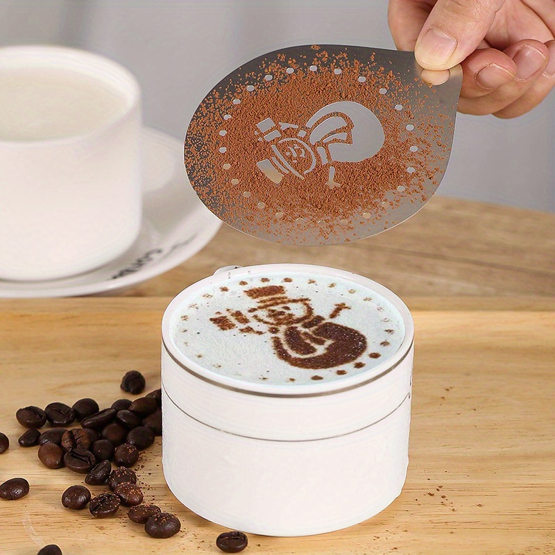 16pcs Plastic Coffee Stencils Latte Cappuccino Arts Coffee Garland Mould Cake DIY Decorating Tool for Kitchen and Store