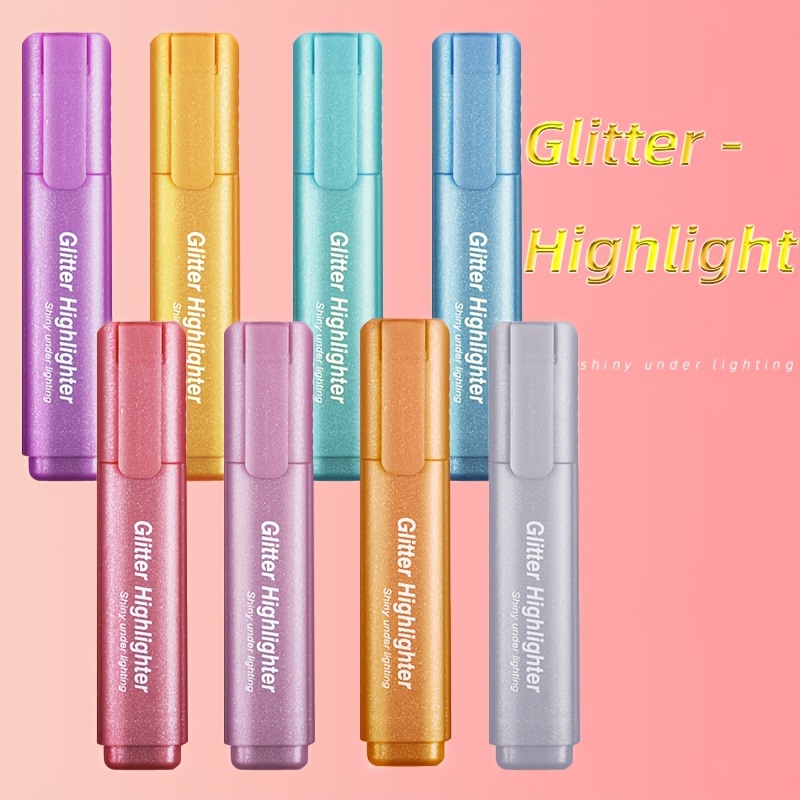 Glitter Highlighters, Flexible Line Width and Smudge-Proof Water