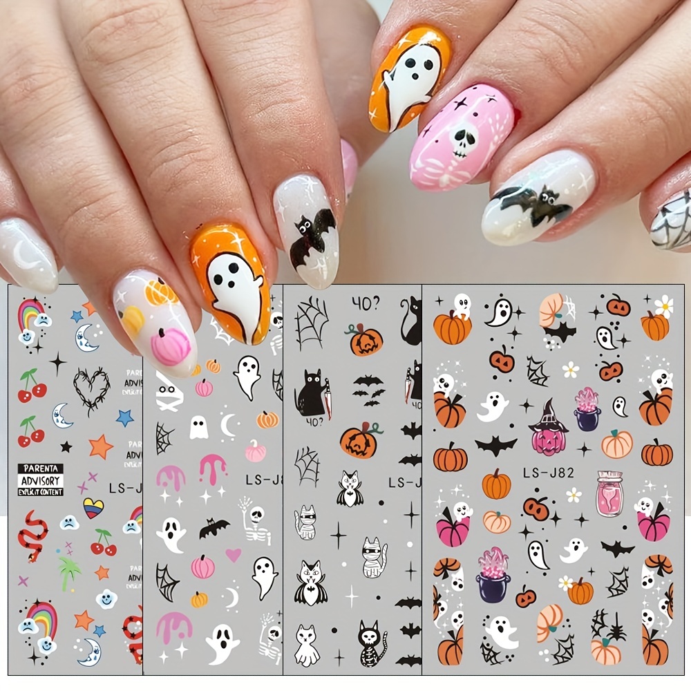 Halloween Nail Water Transfer Stickers,pumpkin Bat Ghost Spider Web Design  Nail Art Decals For Diy Or Nail Salons,self Adhesive Nail Art Supplies For  Women And Girls - Temu