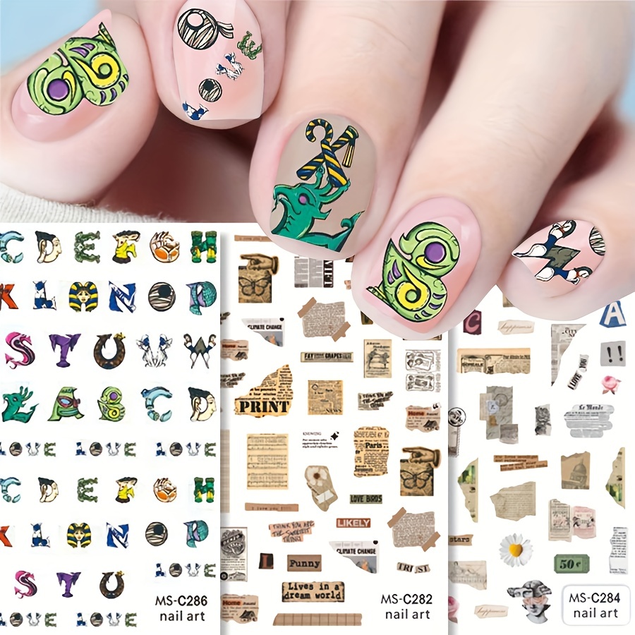 26 English Alphabet Nail Art Stickers Nail Art Decal Sticker Word Small  Letter Nail Tattoos Decal Stickers 3D Self-adhesive