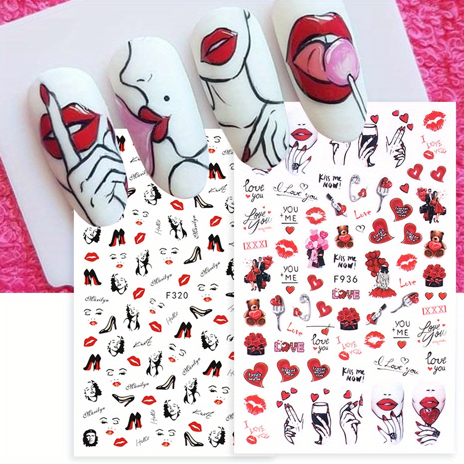 10pcs,Red Lip Design Nail Art Charms,Sexy Lip Nail Art Accessories For Nail  Ar Decoration