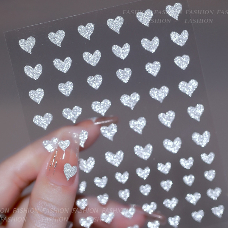 pegatinas para uñas con forma de corazón blanco / 28 pegatinas para uñas en  diferentes diseños