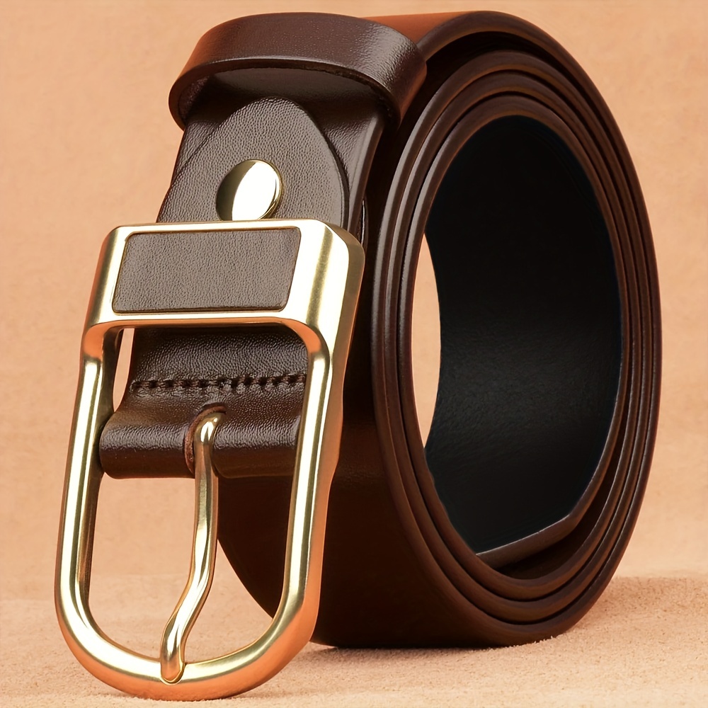 Designer M Letter Automatic Buckles Mens Belts Brown Cowhide Leather  Ratchet Waistband Belt for Men Dress