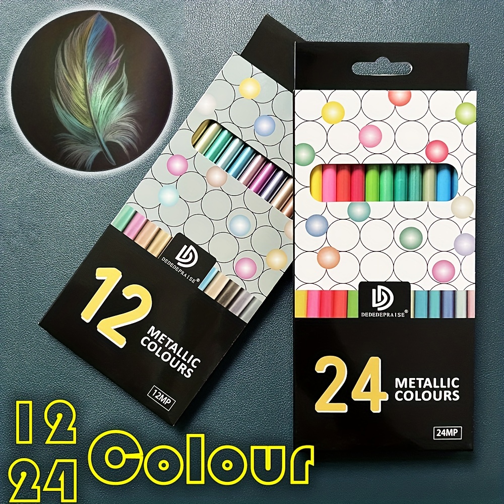 24pcs/set 12/18/24-color Pencil Set With Metal Tin, Sketch Drawing