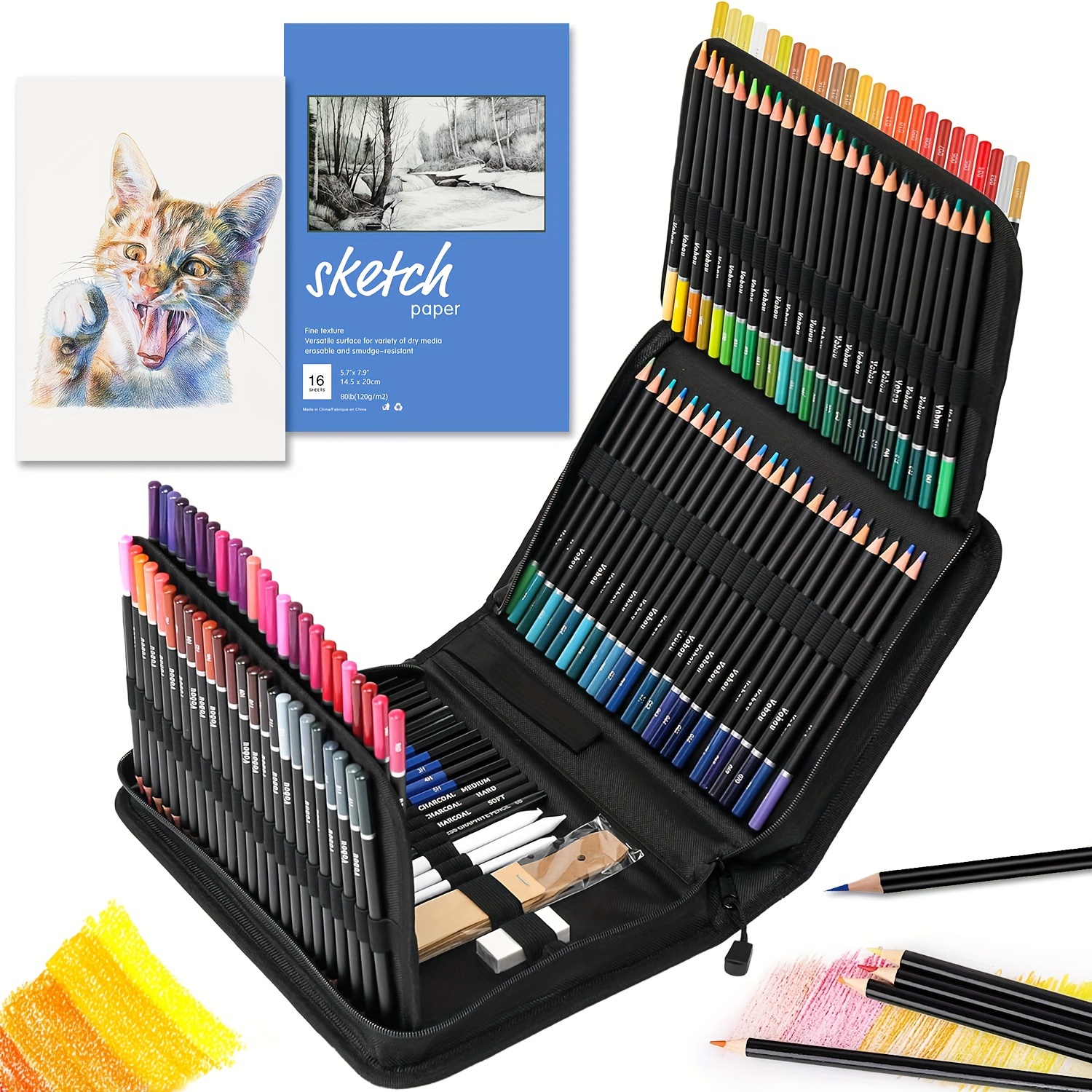 Sketch Pencils Set Sketching Kit Canvas Pencil Bag With - Temu