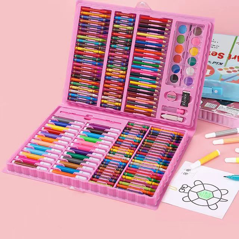 Art Supplies, 108-Piece Wooden Art Set Crafts Kit with Drawing Easel, Deluxe Kids Art Set, Oil Pastels, Colored Pencils, Watercolor Cakes, Creative Gi