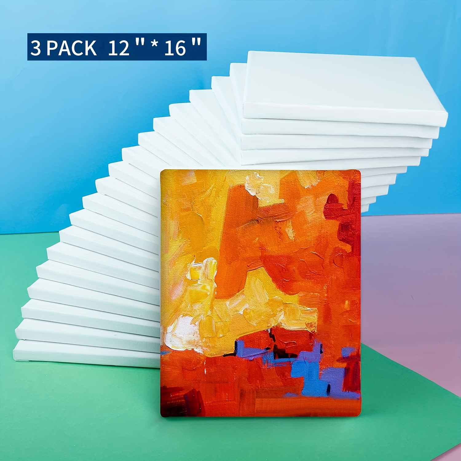  24 Packs Canvases for Painting with 4 Mini Easel, Canvas Panels  for Oil Watercolor Canvas Painting Kit 8x10 5x7 Hexagon Round Rectangle  Small White Blank Canvas Boards Bulk for Kids Adult