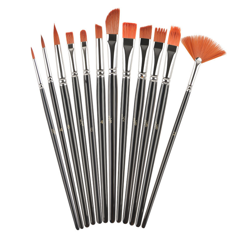 6pcs Stencil Brushes Set Bristle Hair Wooden Handle Paint Brushes