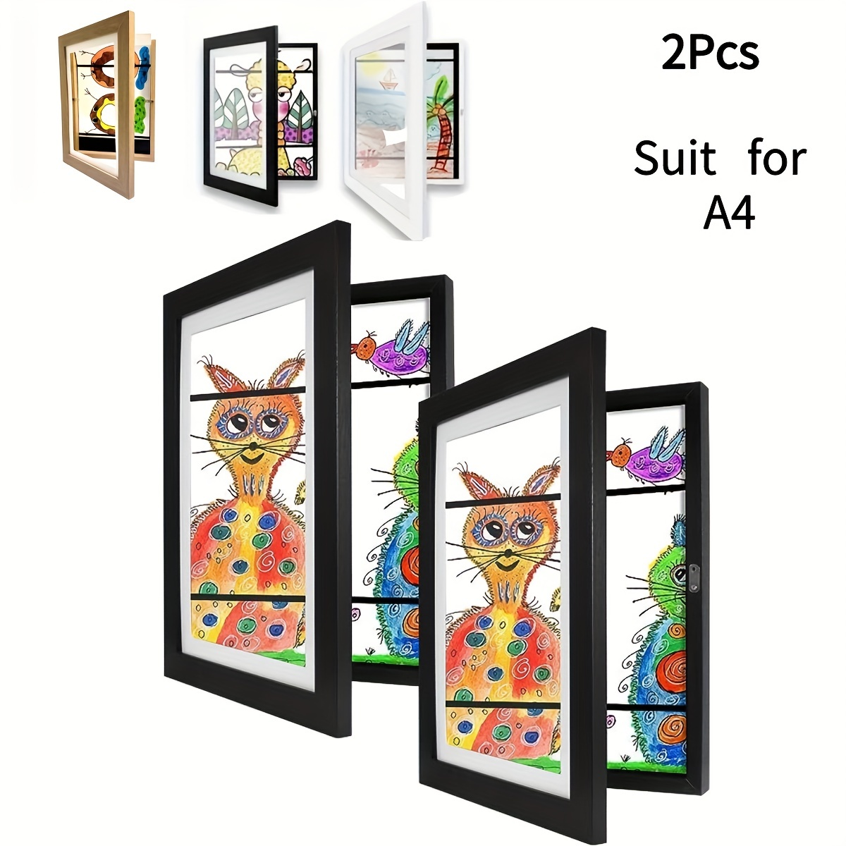 2023 New Children Art Frames Storage Front Opening Projects Changeable  Wooden Kids Artwork Frames Tabletop Wall Display - AliExpress
