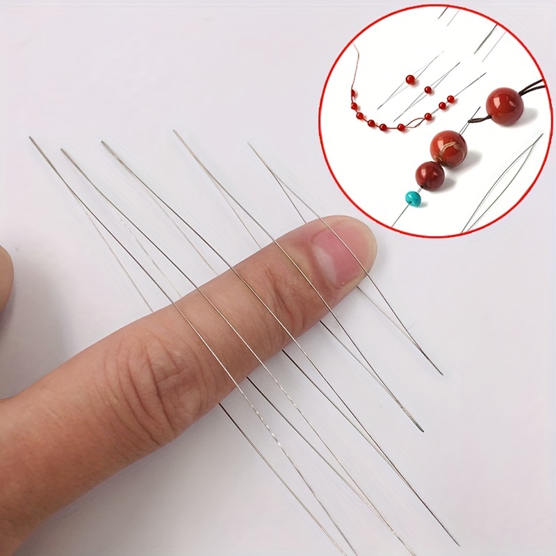 34pcs/set Beading Needles Central Opening Curved Set Needle Threader Ring  For DIY Beading Sewing Practical Convenient Jewelry Making Tool