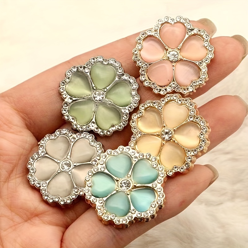 5pcs Flower Shaped Metal Buttons Five-pointed Star Buttons Metal