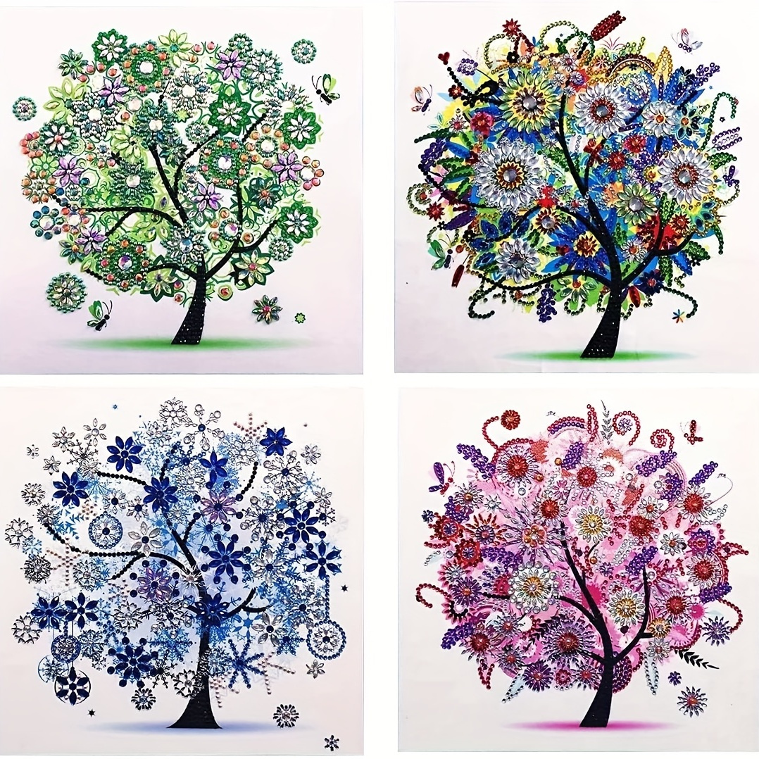 4 Pack 5D Diamond Painting Bookmarks Beautiful Four Seasons Trees