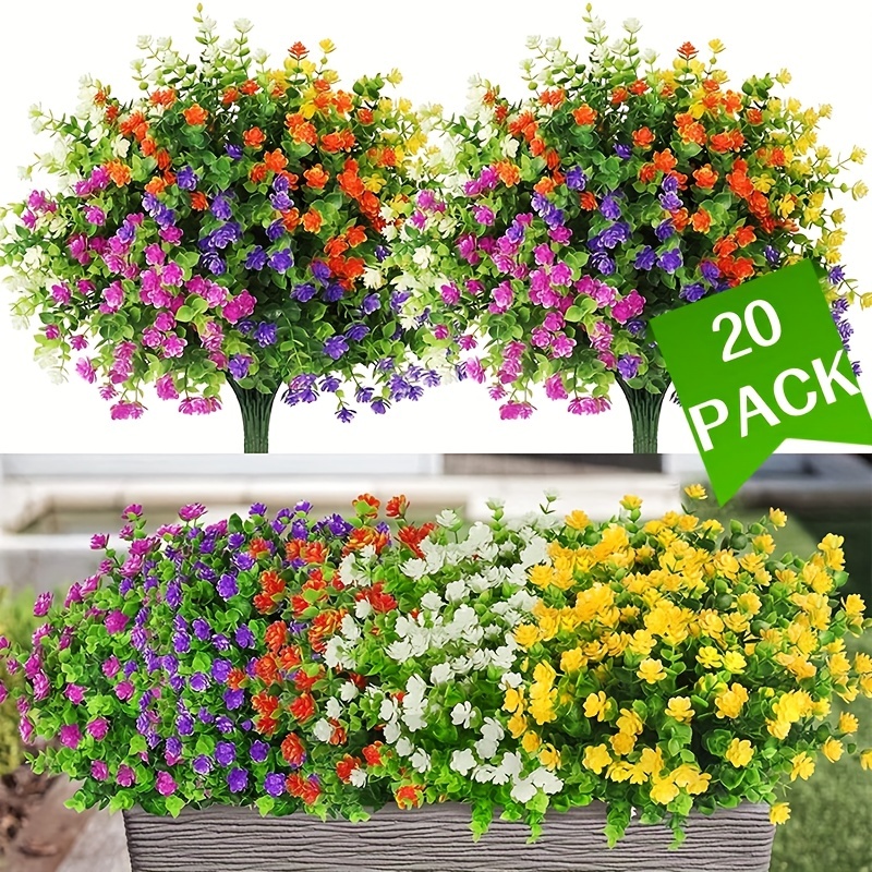 Artificial Daisies Flowers 10 Pack Colorful Indoor and Outdoor Hanging Home Wedding Office DIY Garden Porch Decoration Fake Wild Flowers