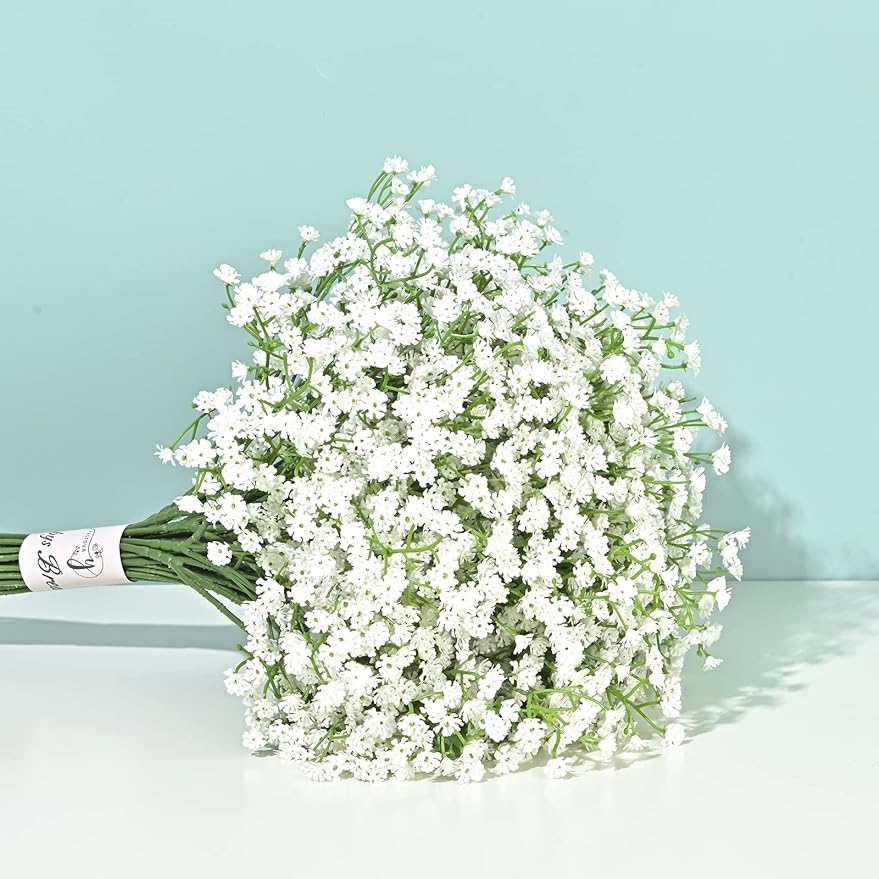 10PCS 30 Bunches Baby's Breath Artificial Flowers Bulk Bridal Bonquet Fake  White Gypsophila Flores Plants for DIY Cake Wreath Wedding Baby Shower