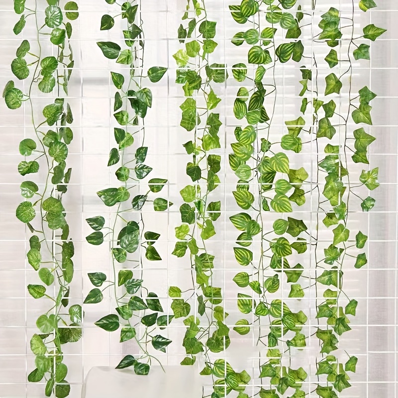 6pcs Fake Vines，82in For Room Decor, Artificial Ivy Greenery Garland Fake  Leaves Hanging Plants Vine For Bedroom，Aesthetic Wedding Party Garden Greene