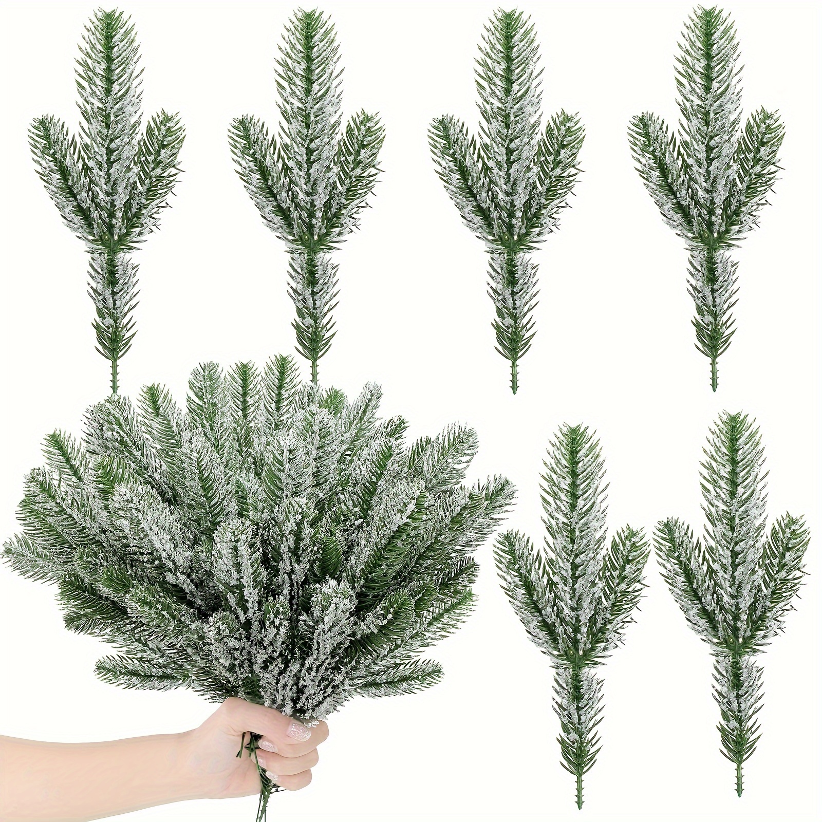 Christmas Picks Floral Picks Christmas Greenery Artificial Pine Branches  for Garland Crafts Home Decoration 13.7 50Pcs