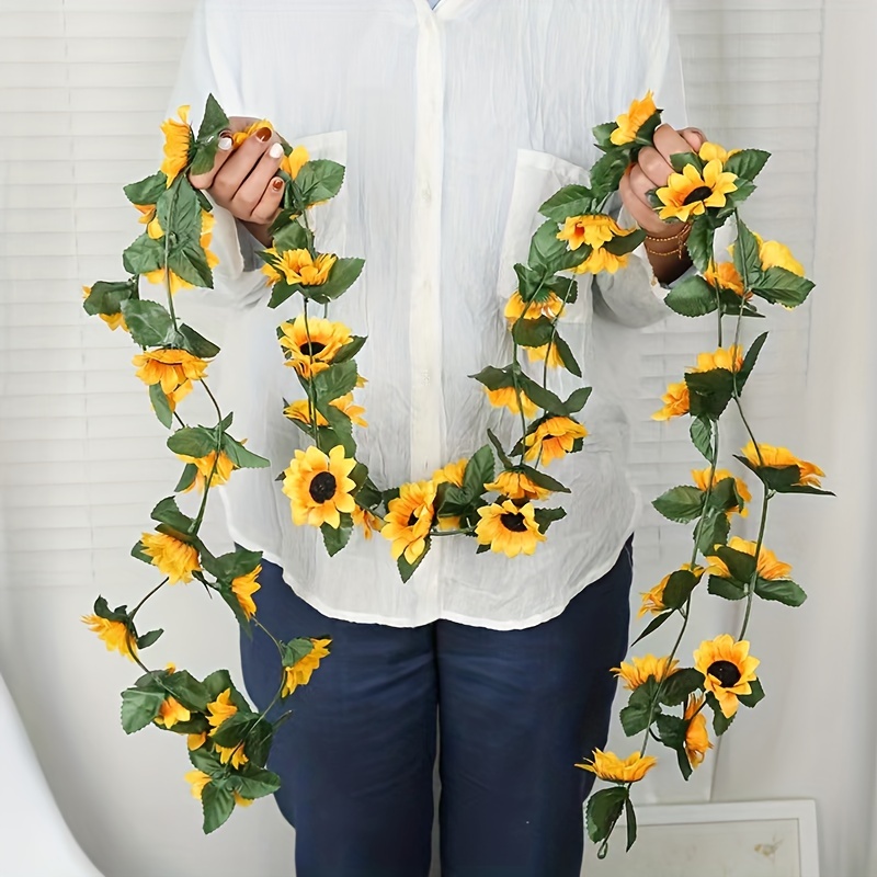 12pcs, 39.4ft Sunflower Party Decorations Sunflower Garland Banners  Sunflower Party Streamer Summer Sun Flower Hanging Decorations For Baptism  Birthda