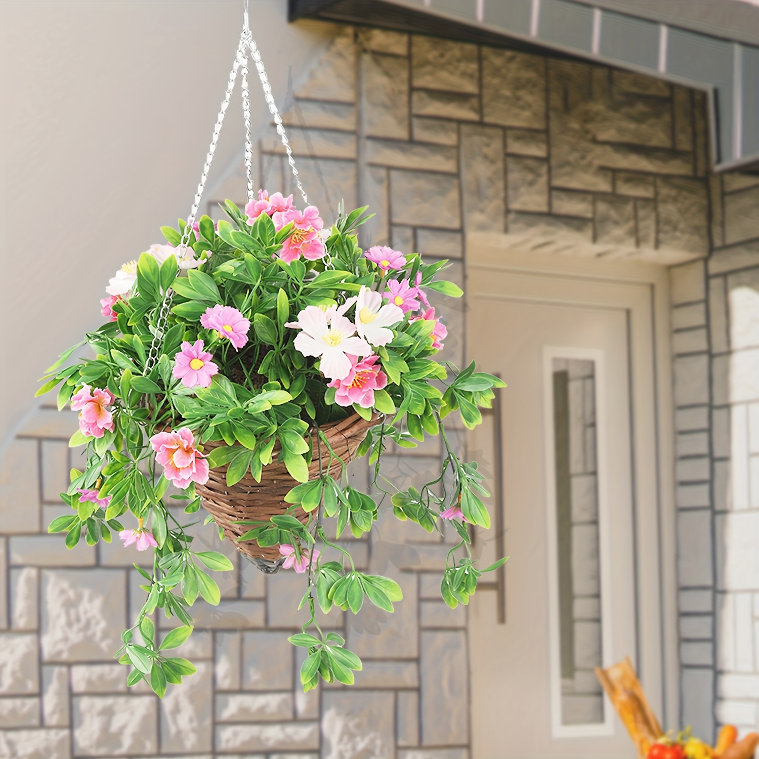 Artificial Flowers Hanging Basket Temu