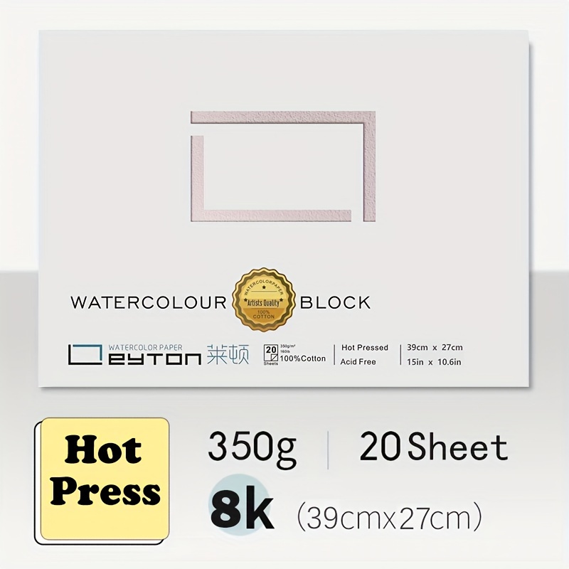 MEEDEN 5x7 Cotton Watercolor Paper Smooth Surface Watercolor Pad, Hot Press, 140lb/300gsm, 20 Sheets