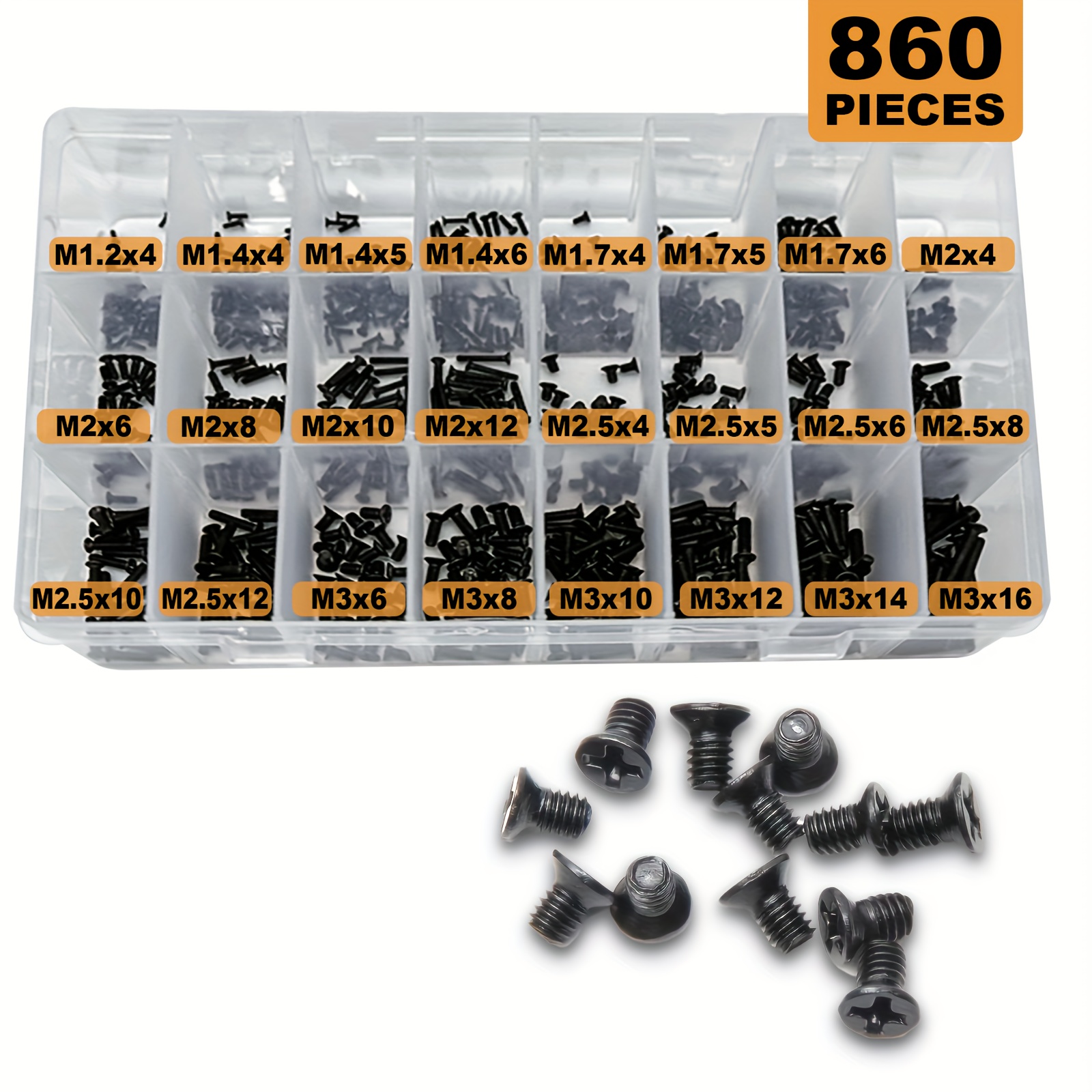 500pcs Laptop Notebook Computer Motherboard Screws Kit, M2 M2.5 M3 Flat  Head Phillips Tiny Screws Assortment