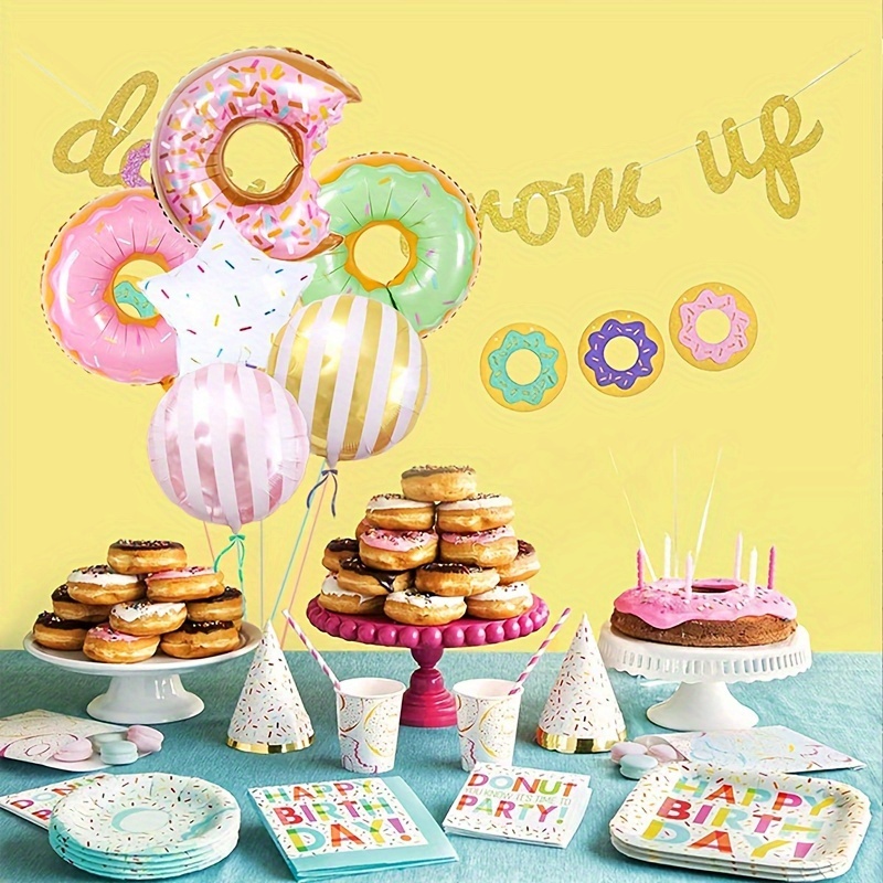 Donut Party Supplies With Donut Plates Cups Napkins Straws - Temu Austria