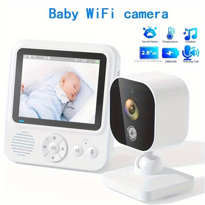 Babyphone sans fil avec écran LCD, dispositif de surveillance avec caméra,  vision nocturne, 2 voies audio 