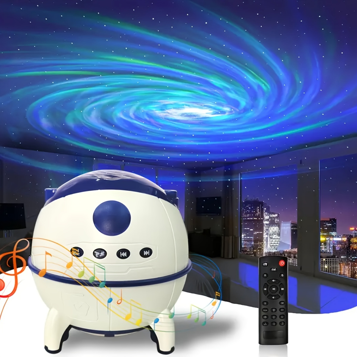 Lampe Projecteur LED Étoile, 4 en 1 Projecteur de Veilleuse Rotatif avec  Rotation 360° & Bluetooth & Enceinte & Remote & Timer, Projecteur pour  Enfants Adultes, Fête Anniversaire Chambre Home (L) 