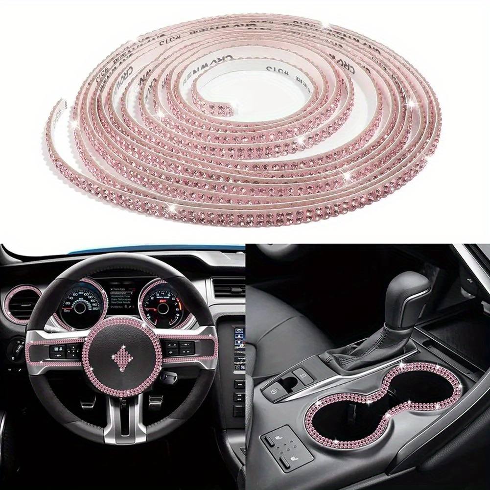 Pink Crystal Car Steering Wheel Covers for Girls Ladies Car Accessories  Bling Bling Rhinestone Ashtray Car Interior Decoration