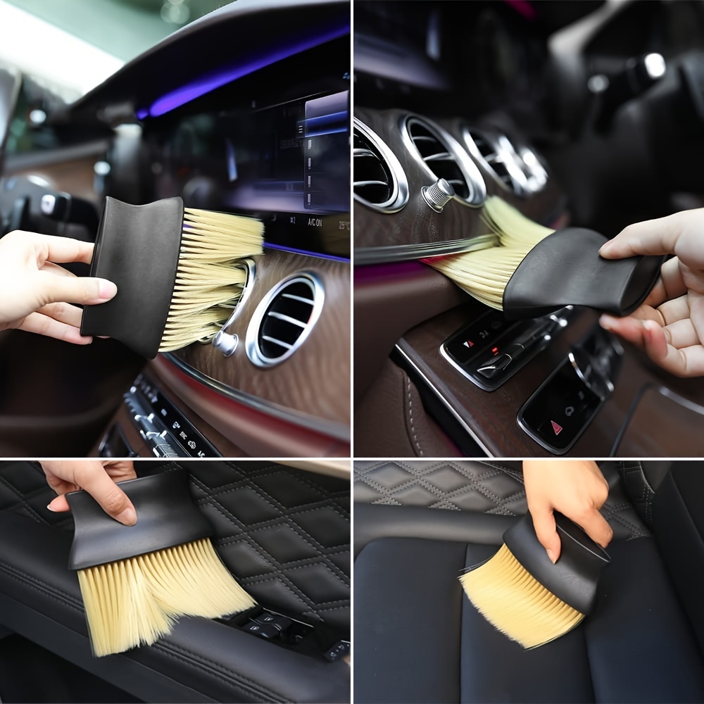 Car Cleaning Brush Long Soft Bristle Detail Cleaning Tool Air Outlet  Interior Dust Brush No Scratch Interior Cleaning Tool