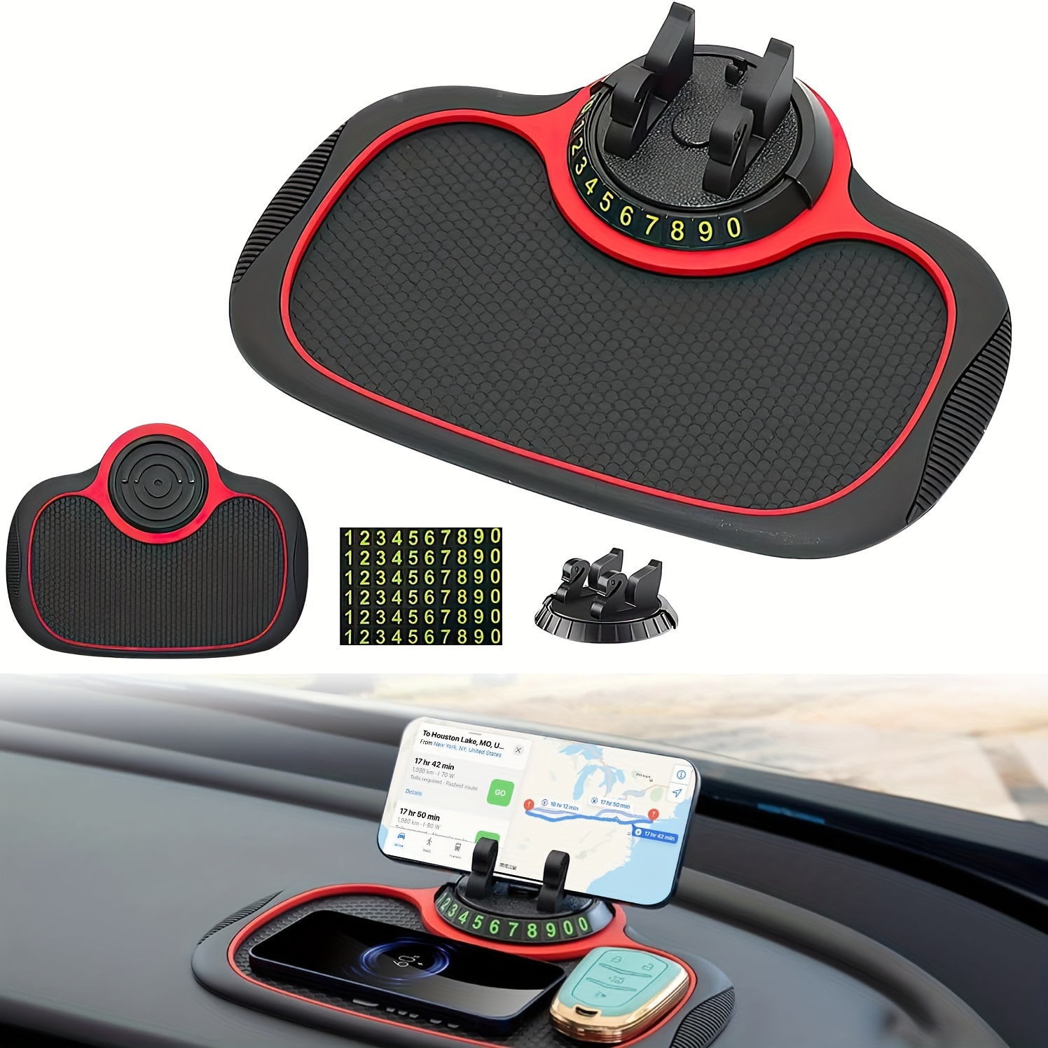 Rutschfestes Handy-Pad für 4-in-1 Auto, 2023 Neue  Auto-Armaturenbrett-Telefonmatte, 360 Grad drehbare Auto-Handyhalterung für  Handyhalterung
