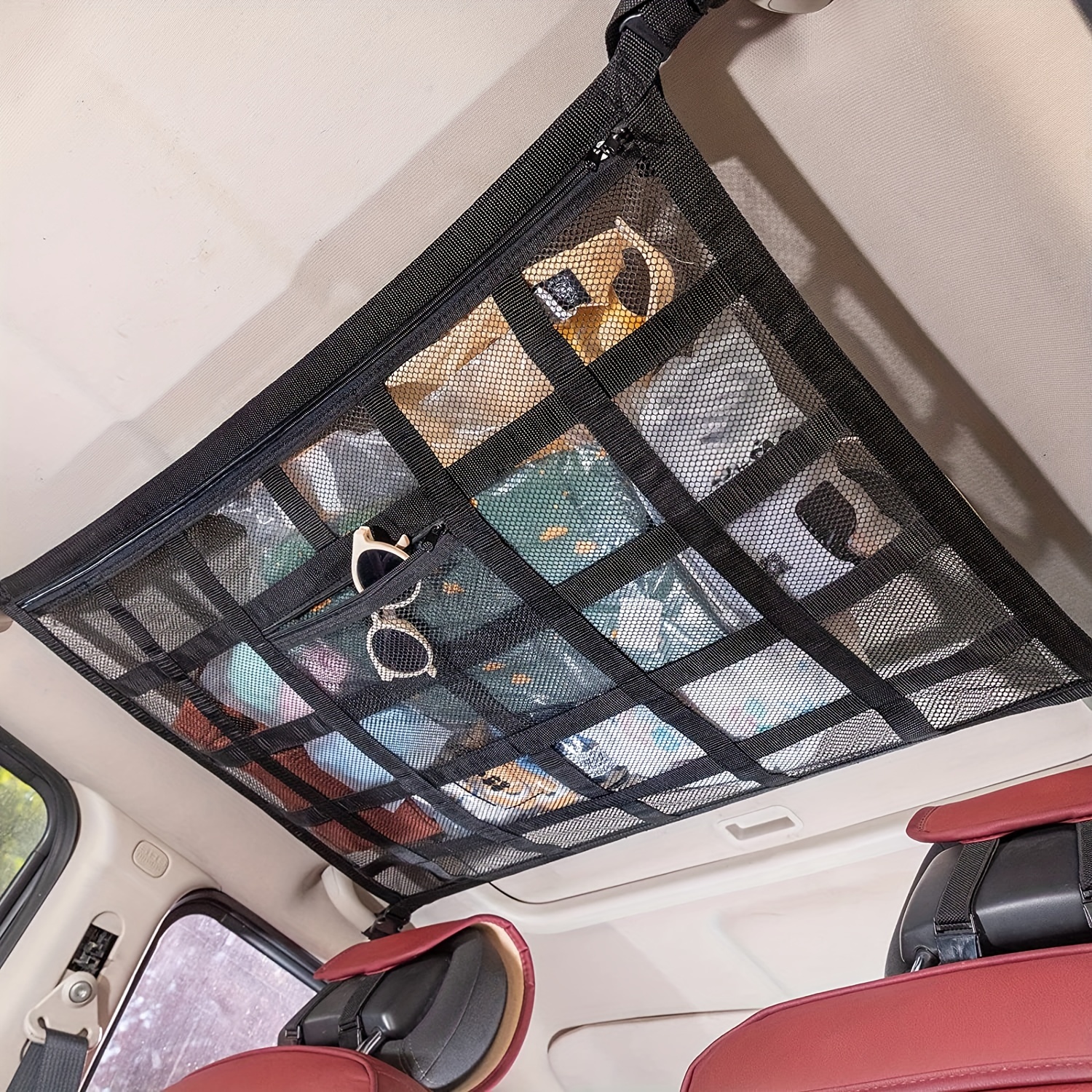 Auto Stowing Tidying Interior Accessories - Car Ceiling Storage