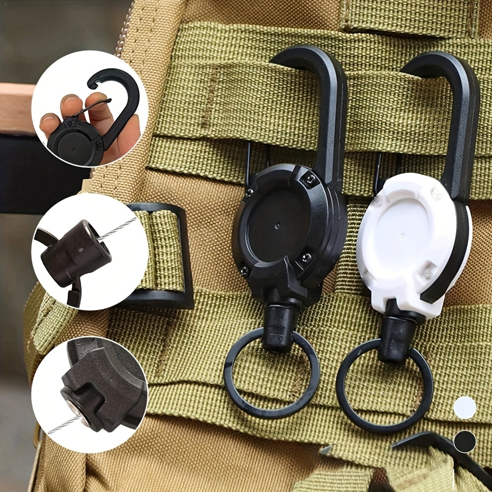Retractable Keychain Heavy Duty Key Chain Carabiner Retractable Badge  Holder Reel 23 Inches Steel Wire Rope for Workers - AliExpress