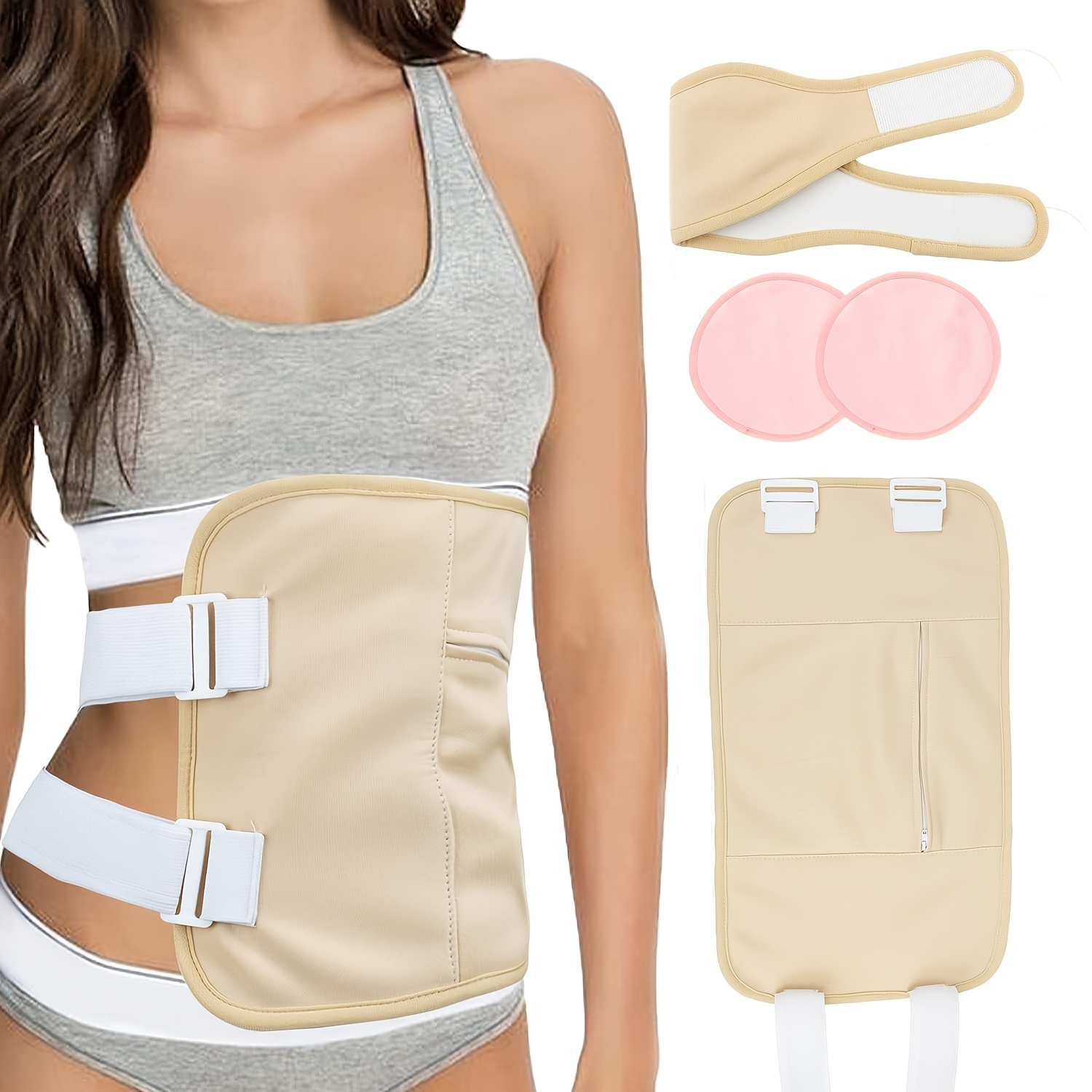 Postpartum Belly Band,C Section Belly Binder Wrap,Abdominal  Binder Post Surgery Girdle,Tummy Tuck Postpartum Essentials Waist Trainer  Nude : Clothing, Shoes & Jewelry