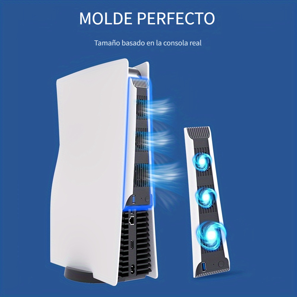 Ventilador de enfriamiento para consola Ps5 Slim, Enfriador de ventilador  delgado Ps5 con luz LED para disco Ps5 y edición digital, Accesorios Ps5  Slim