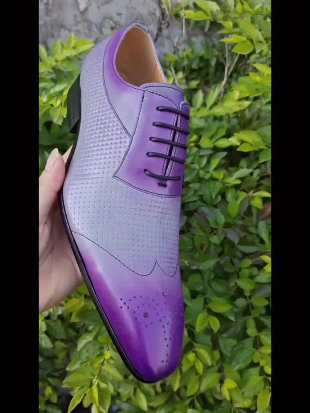 strapless open back dress Mens Vegan Suede Wedding & Prom Wingtip Lace Up Dress Shoe in Purple, 9.5W / Purple