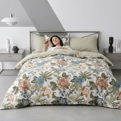 2pcs floral print duvet cover set machine washable soft polyester zipper closure lightweight comforter cover with 1 pillowcases bedroom decor for master king size