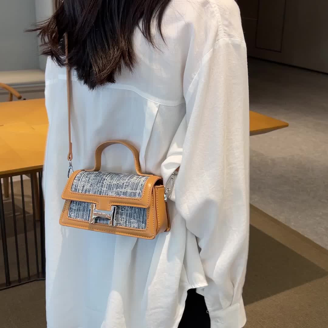 Mini Stitching Satchel Crossbody Bag PU Leather Textured Bag Purse