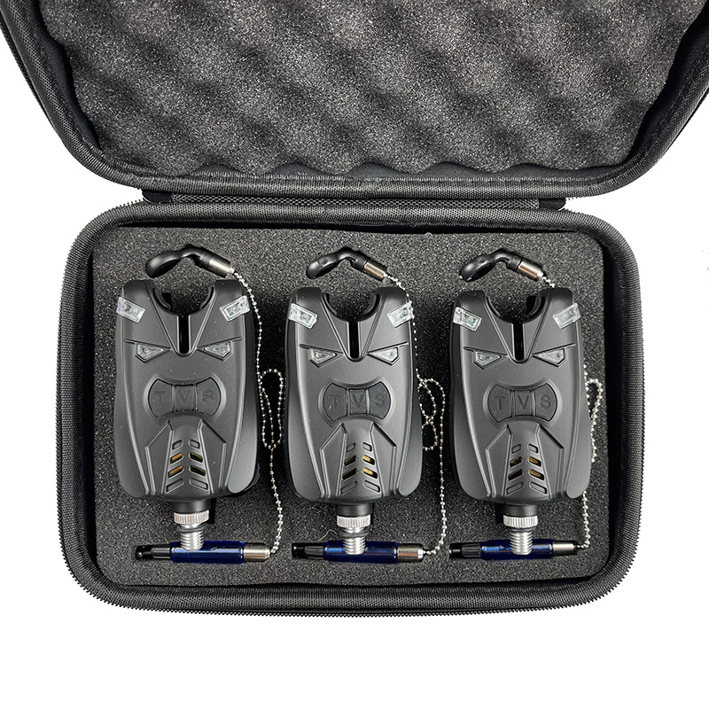Image of 3pcs Carp Fishing Bite Alarm Set With Chain Indicators And Carry Case, Adjustable Fishing Rod Bite Alarms For Carp Fishing, Night Fishing And Coarse Fishing