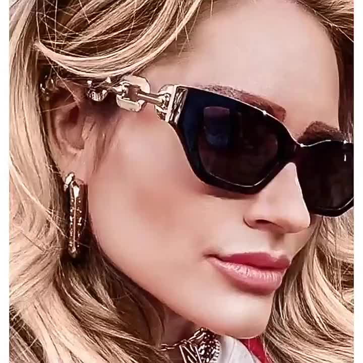 Cat Eye Fashion Sunglasses For Women Men Mirror Lens Chain Charm Glasses  For Summer Beach Party, Uv400 - Temu