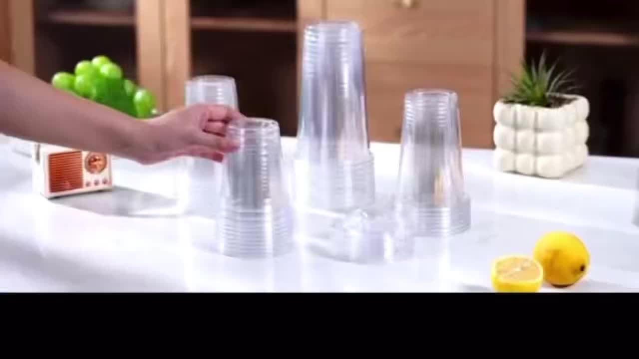 50pcs 24oz Clear Plastic Cups with Flat Lids