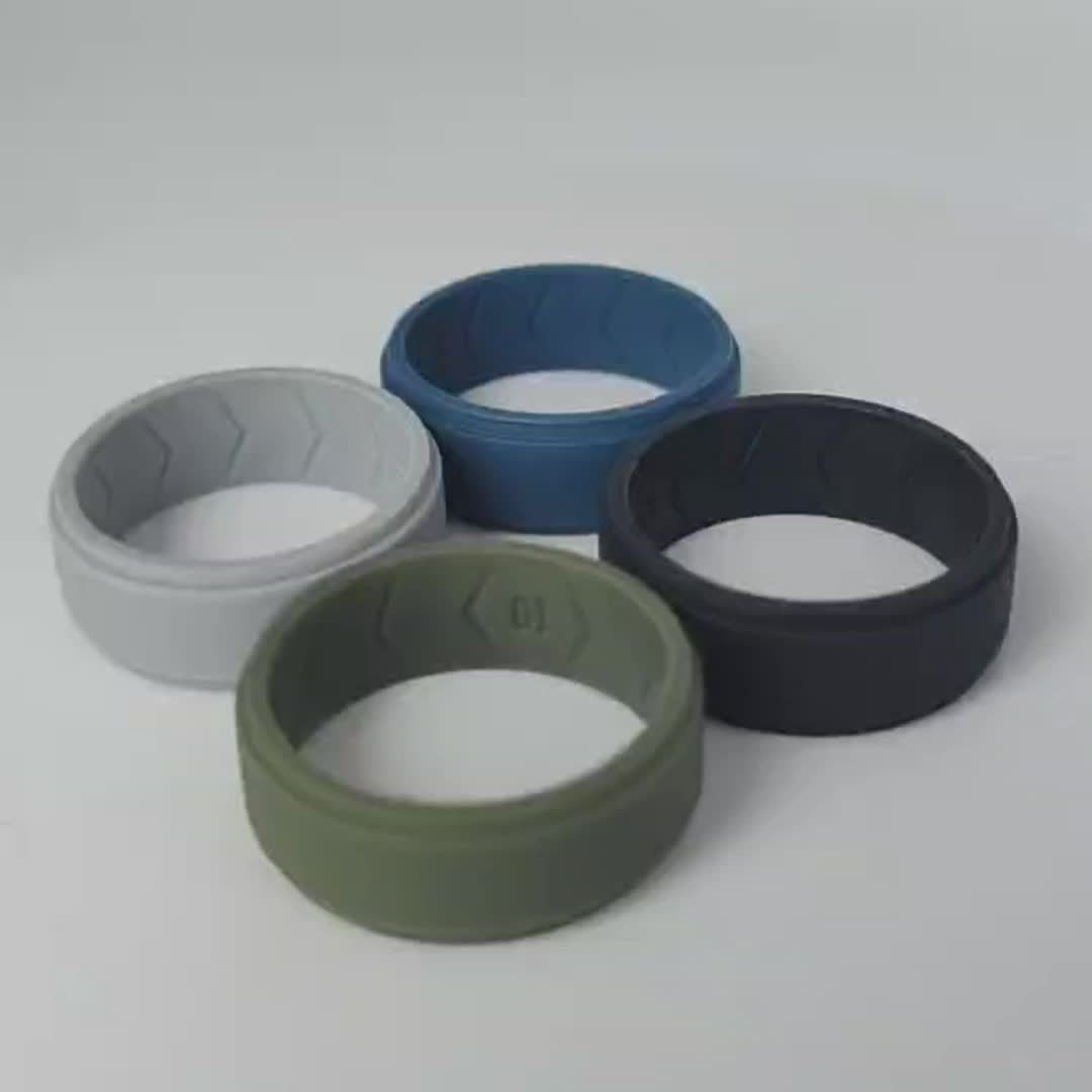 Silicone Men's Wedding Band with Breathability Grooves - Single Ring