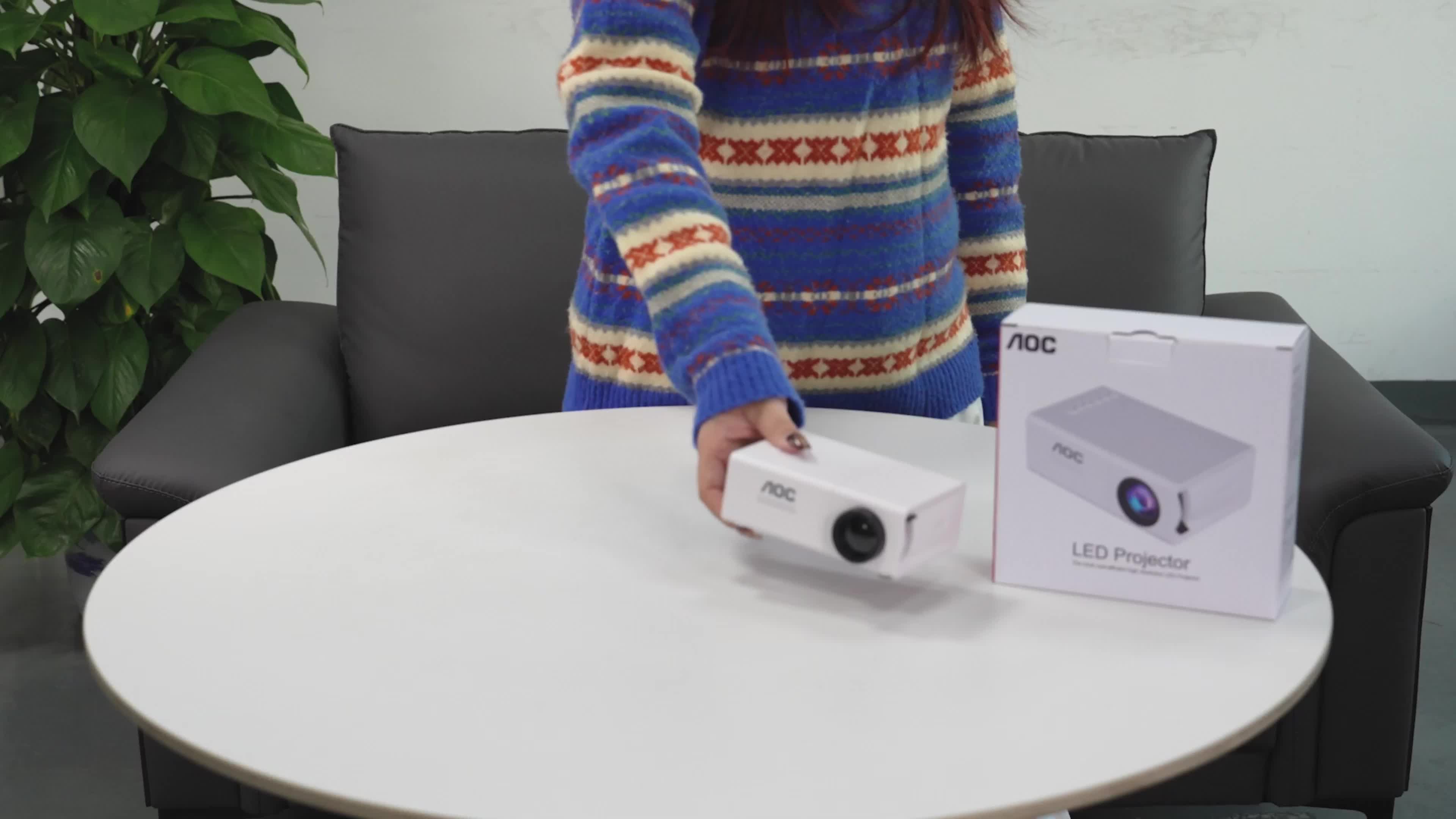 kompakter mini projektor | tragbarer hd-projektor (ansi 19lm) | für computer, handys & spielkonsolen inkl. fernbedienung