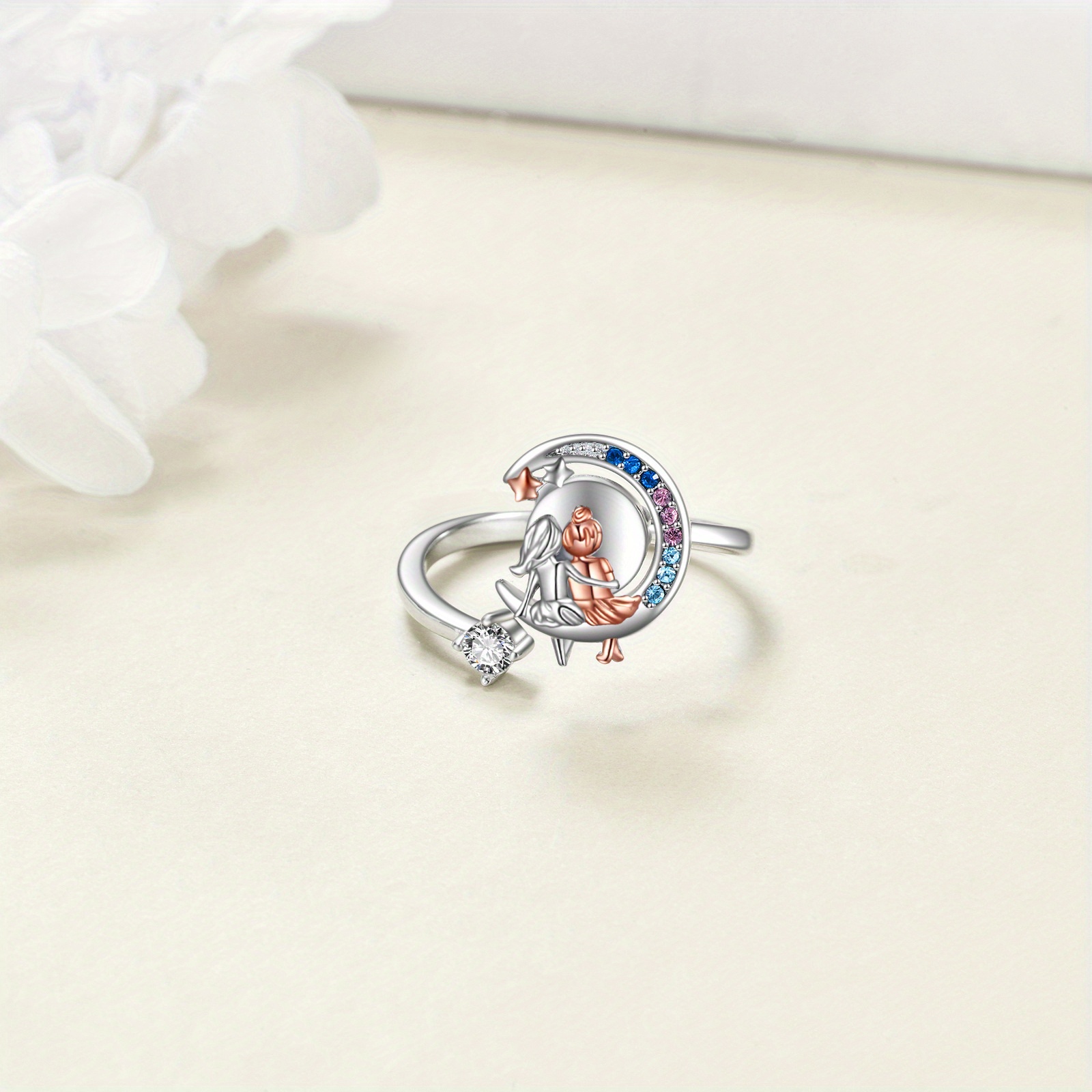   anxiety fidget ring 925 sterling silvery   decompress jewelry gift for women   Product details 1