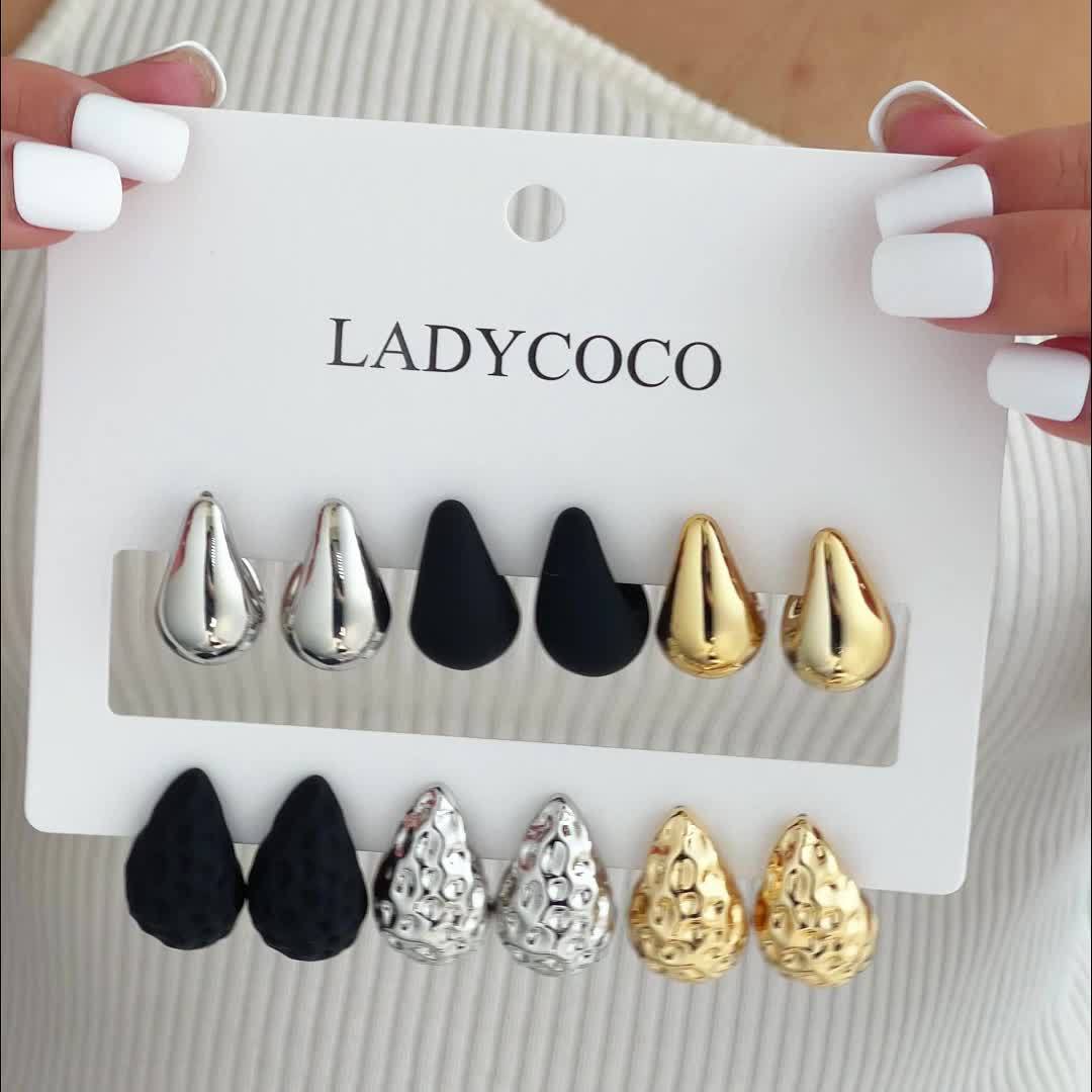 12pcs Water Drop Earrings Set for Women's Jewelry