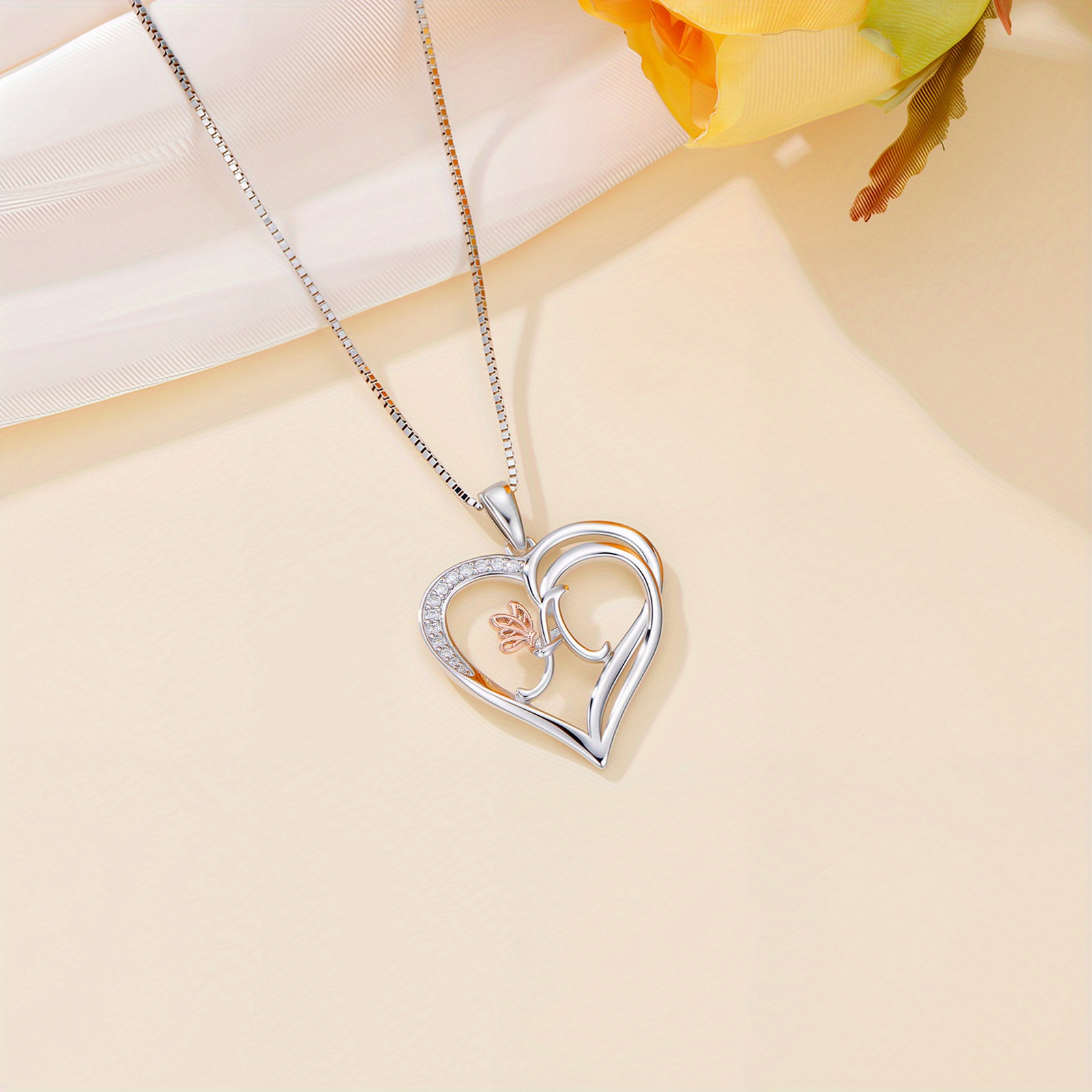 Women's 925 Sterling Silver Initial A Heart Pendant Necklace